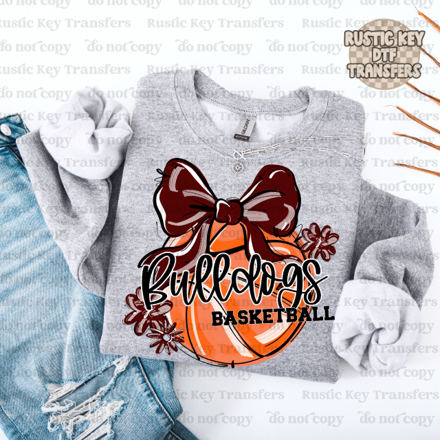 Bulldogs basketball bow DTF Transfer, Ready to Press