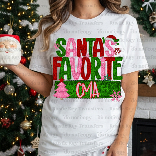 Santa's Favorite CMA DTF Transfer, Ready to Press