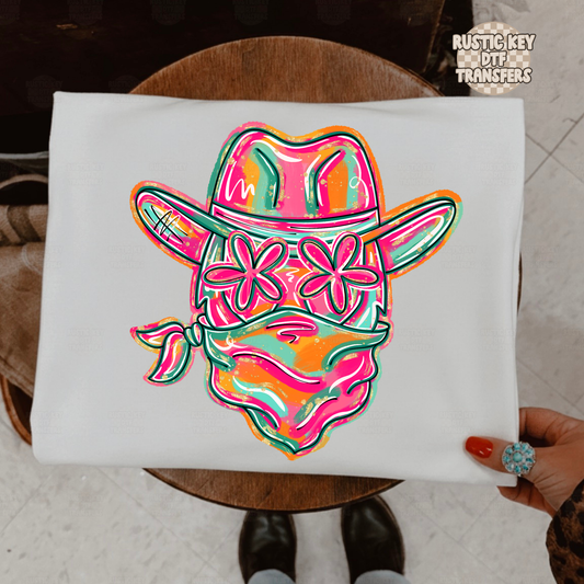 Cowboy/outlaw mascot DTF Transfer, Ready to Press