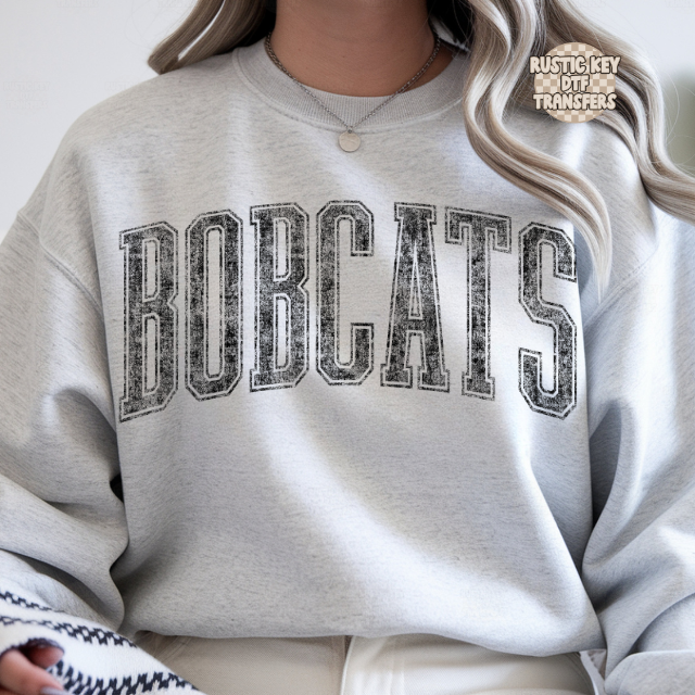 Bobcats vintage mascot DTF Transfer, Ready to Press