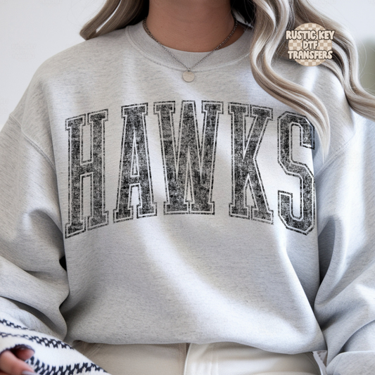Hawks vintage mascot DTF Transfer, Ready to Press
