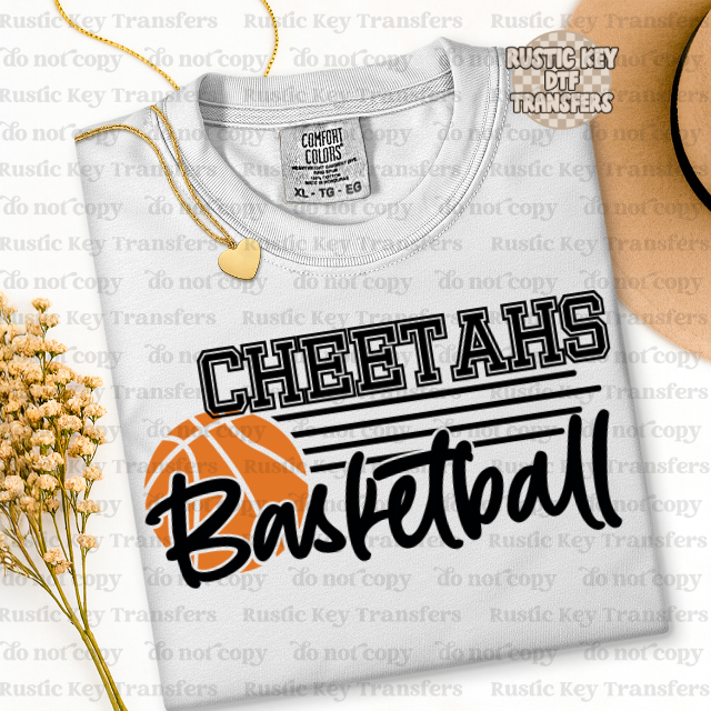 Cheetahs Basketball DTF Transfer, Ready to Press