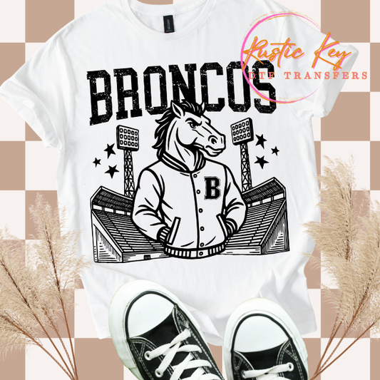 Broncos Letterman mascot DTF TRANSFER