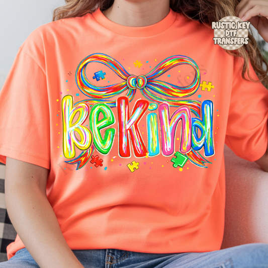 Be kind autism DTF Transfer, Ready to Press