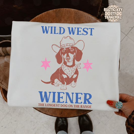 Wild west wiener DTF Transfer, Ready to Press