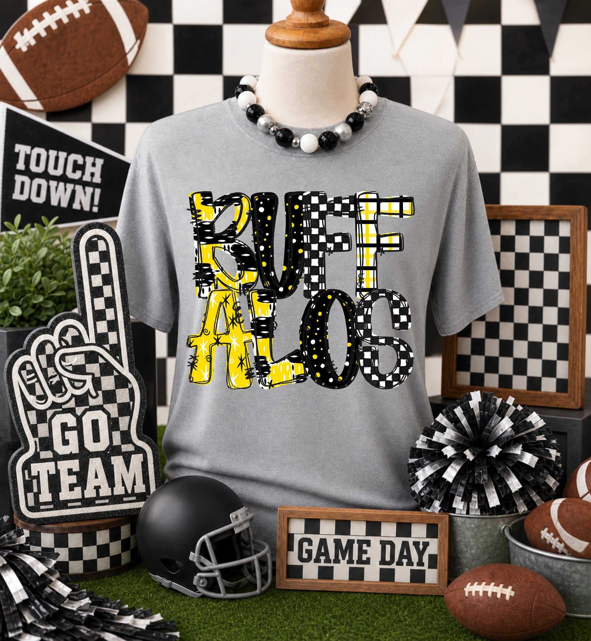 Game day yellow mascots DTF Transfer, Ready to Press Rustic Key Transfers