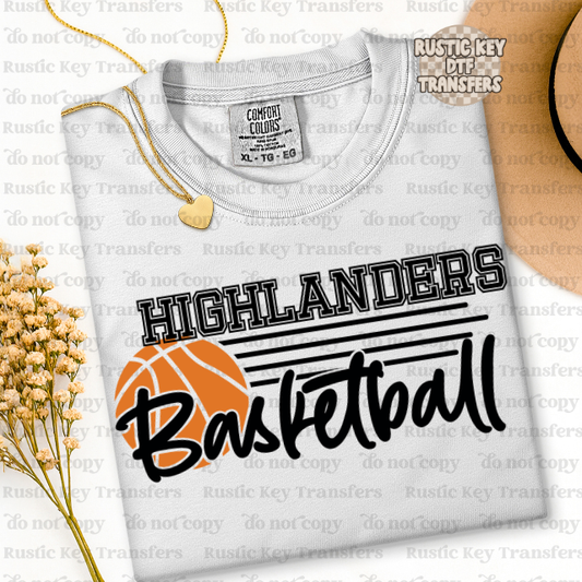 Highlanders Basketball DTF Transfer, Ready to Press