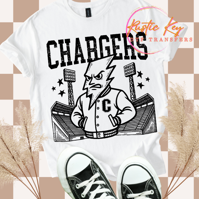 Chargers Letterman mascot DTF TRANSFER