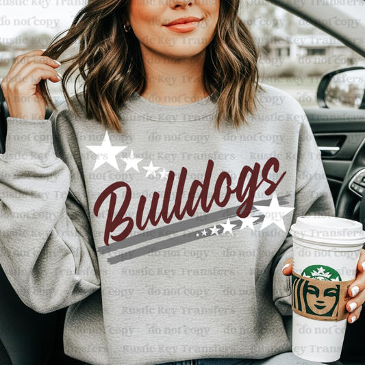 Bulldogs Spirit stars mascot DTF Transfer, Ready to Press