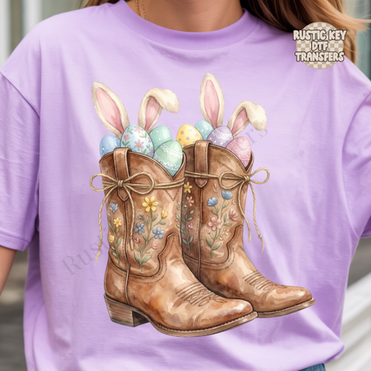 Cowboy boots easter DTF Transfer, Ready to Press