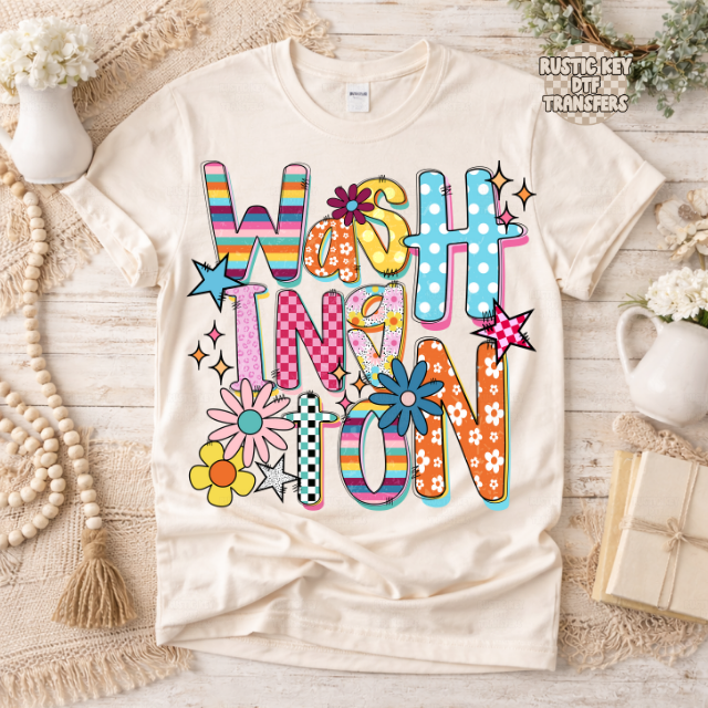 Washington Funky Fresh state DTF Transfer, Ready to Press