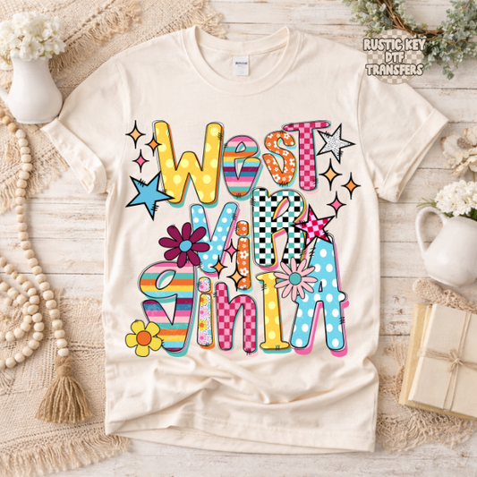 West Virgina Funky Fresh state DTF Transfer, Ready to Press