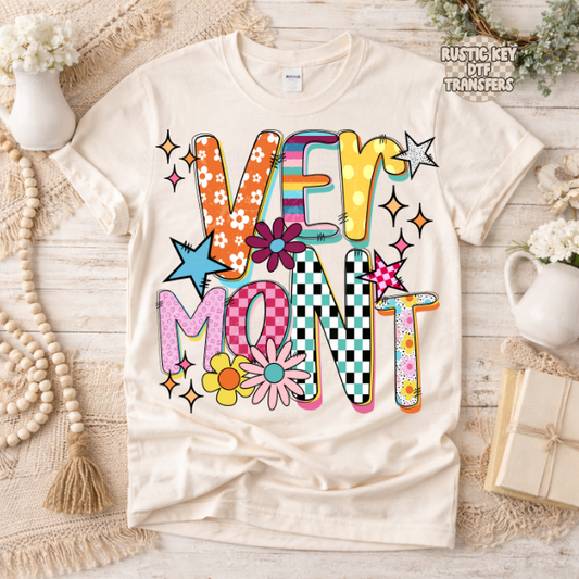 Vermont Funky Fresh state DTF Transfer, Ready to Press