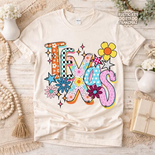 Texas Funky Fresh state DTF Transfer, Ready to Press