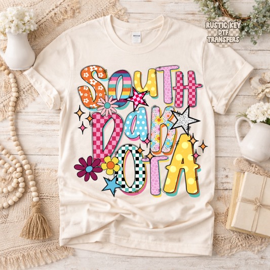 South Dakota Funky Fresh state DTF Transfer, Ready to Press