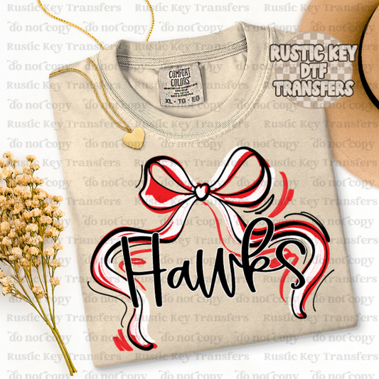 Hawks Mascot Bow DTF TRANSFER