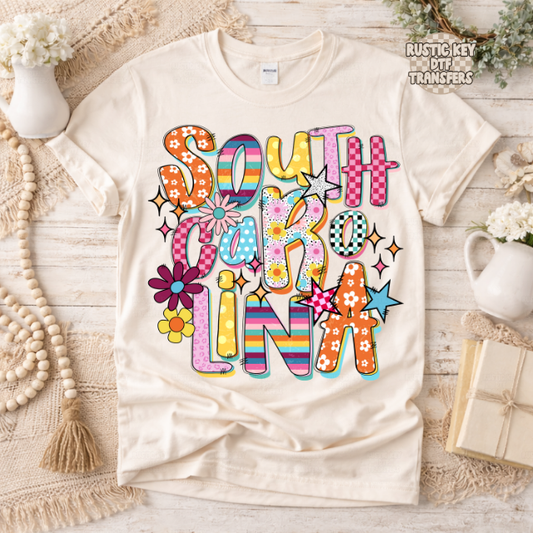 South Carolina Funky Fresh state DTF Transfer, Ready to Press