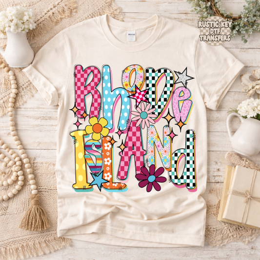 Rhode Island Funky Fresh state DTF Transfer, Ready to Press