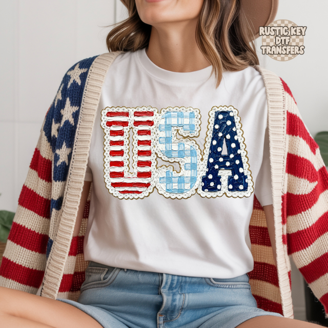 USA Brushed paint DTF Transfer, Ready to Press