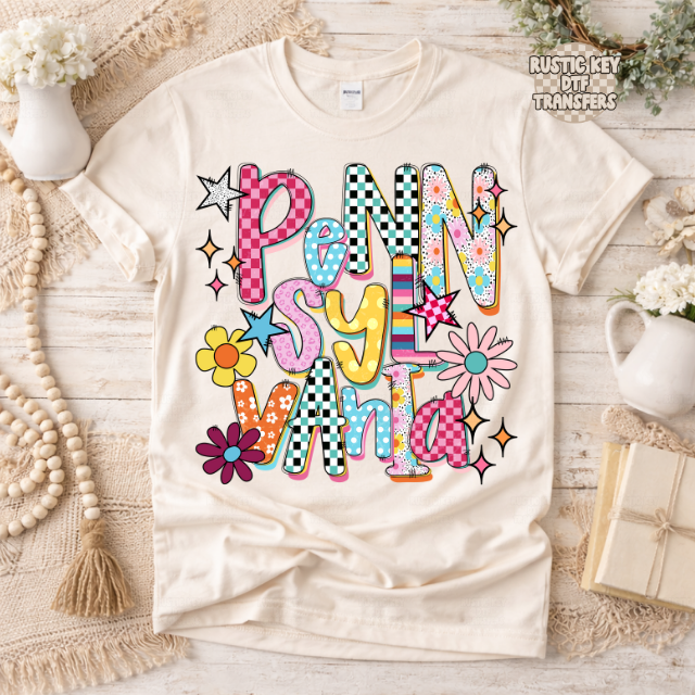 Pennsylvania Funky Fresh state DTF Transfer, Ready to Press