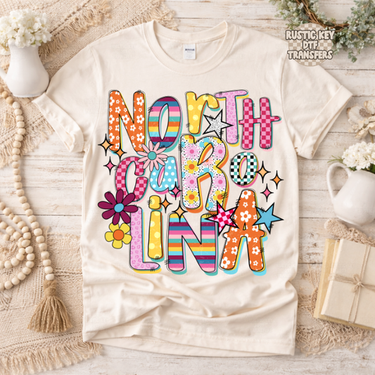 North Carolina Funky Fresh state DTF Transfer, Ready to Press