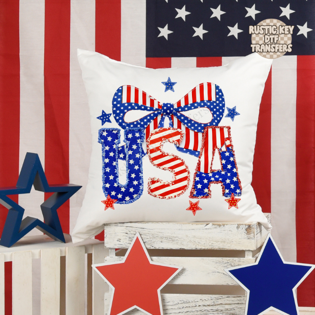 USA fringe bow DTF Transfer, Ready to Press