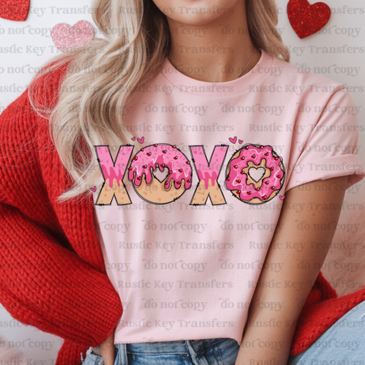 xoxo donut drip DTF Transfer, Ready to Press