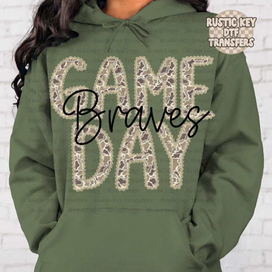Braves camo lace mascot DTF TRANSFER