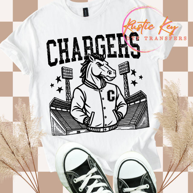 Chargers Letterman mascot DTF TRANSFER