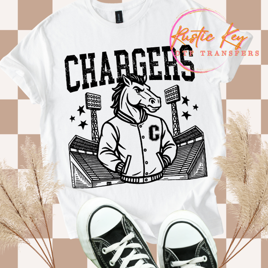Chargers Letterman mascot DTF TRANSFER