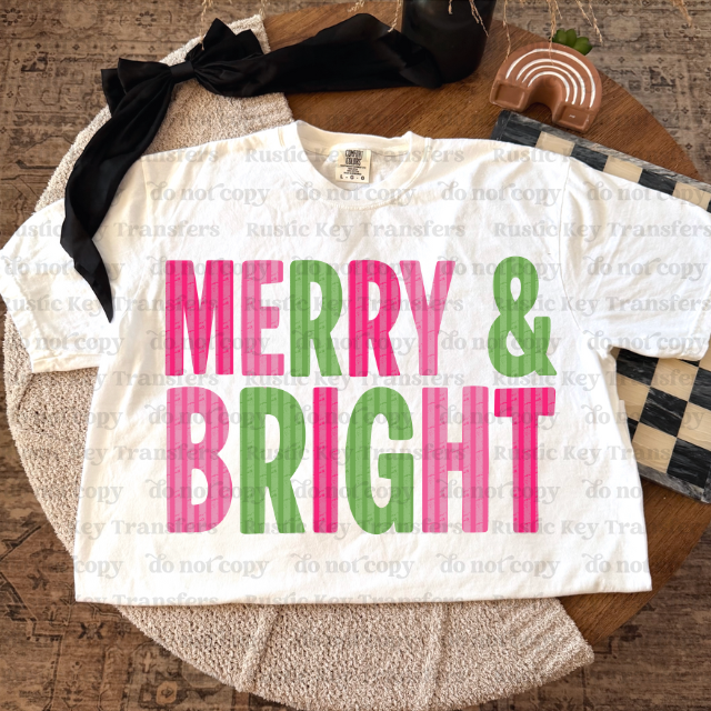 Merry & bright DTF Transfer, Ready to Press