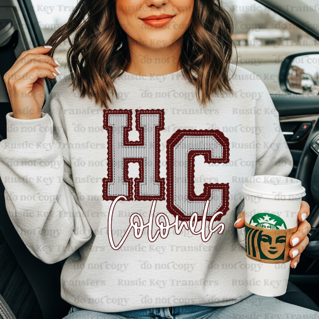 Henderson Colonels Seersucker DTF Transfer, Ready to Press