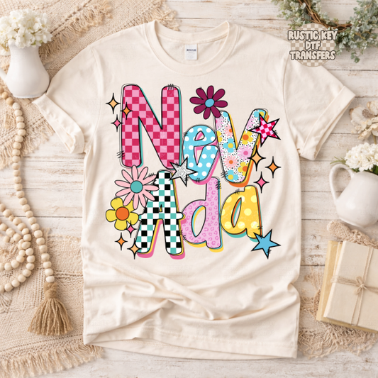 Nevada Funky Fresh state DTF Transfer, Ready to Press