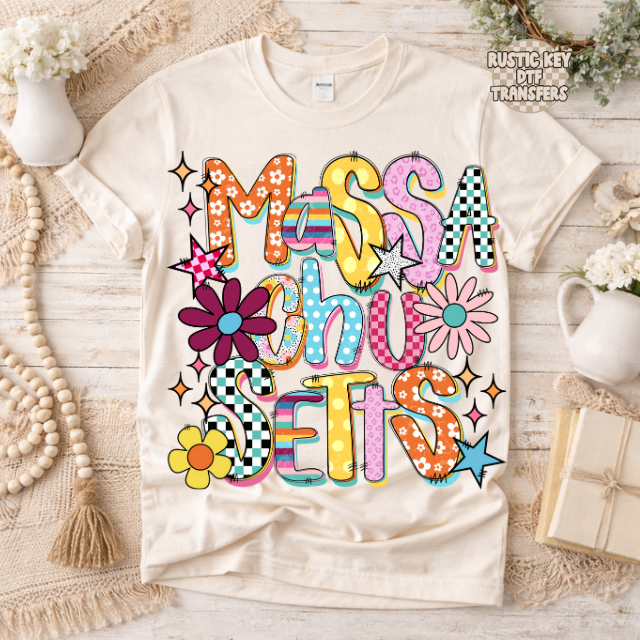 Massachusetts Funky Fresh state DTF Transfer, Ready to Press