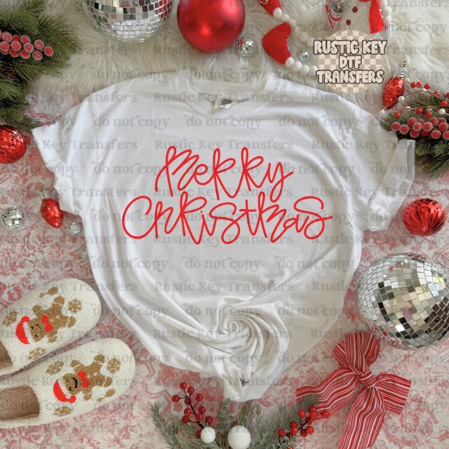 Merry Christmas DTF Transfer, Ready to Press