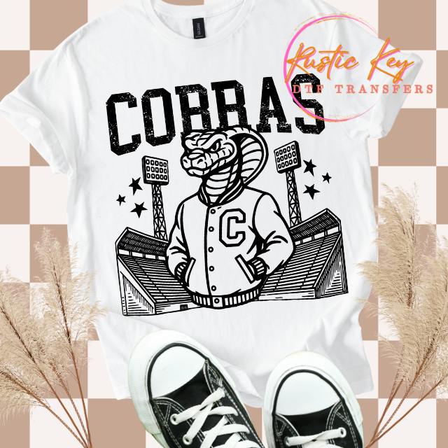 Cobras Letterman mascot DTF TRANSFER