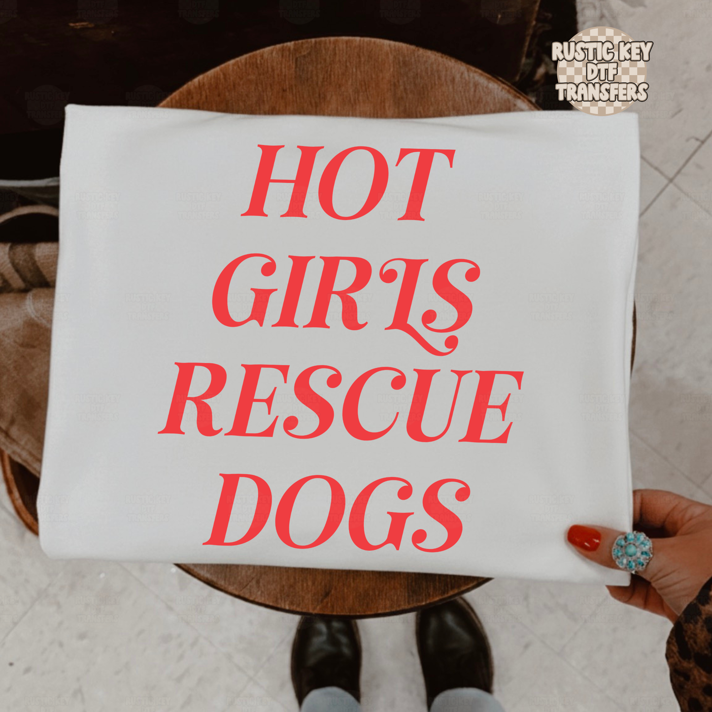 Hot girl rescue dogs DTF Transfer, Ready to Press
