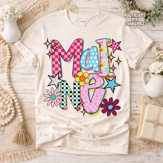 Maine Funky Fresh state DTF Transfer, Ready to Press