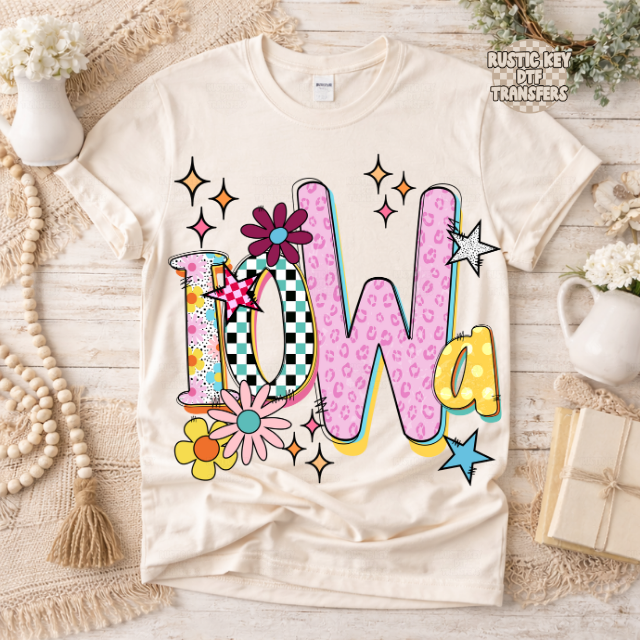 Iowa Funky Fresh state DTF Transfer, Ready to Press