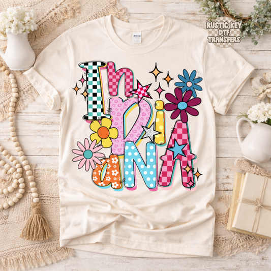 Indiana Funky Fresh state DTF Transfer, Ready to Press