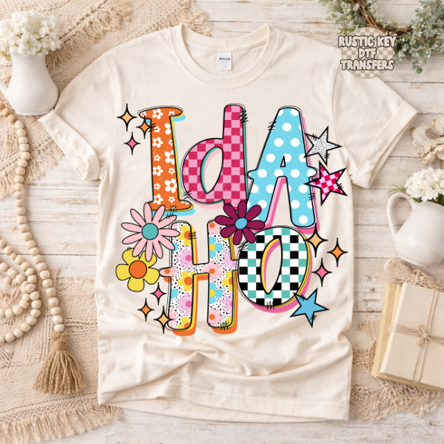 Idaho Funky Fresh state DTF Transfer, Ready to Press