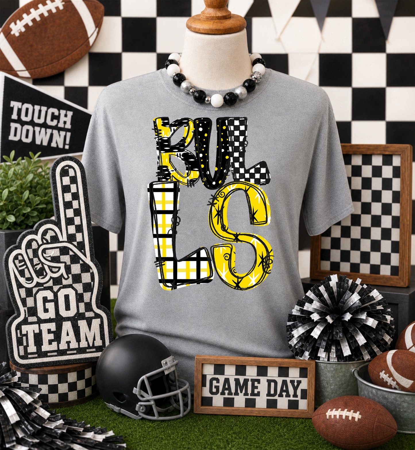 Game day yellow mascots DTF Transfer, Ready to Press Rustic Key Transfers