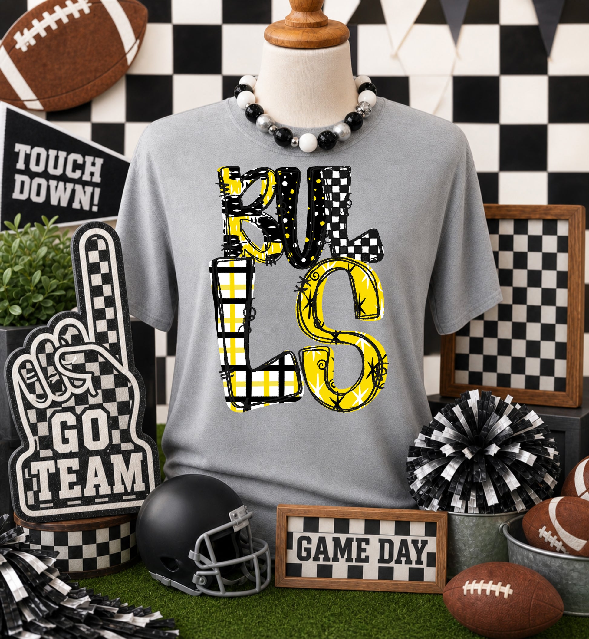 Game day yellow mascots DTF Transfer, Ready to Press Rustic Key Transfers