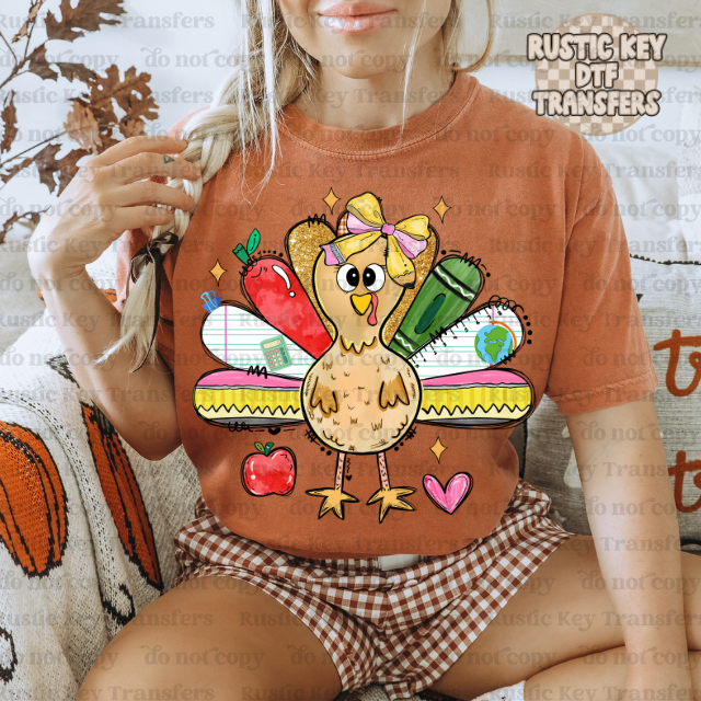 School turkey thanksgiving DTF Transfer, Ready to Press