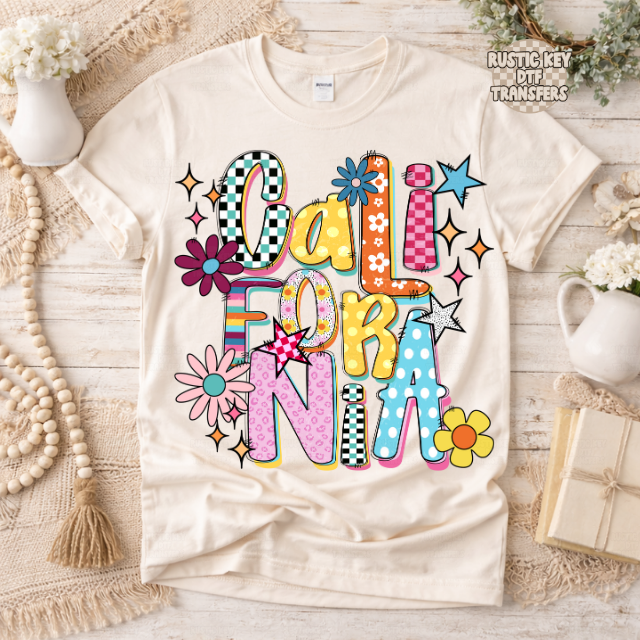 California Funky Fresh state DTF Transfer, Ready to Press