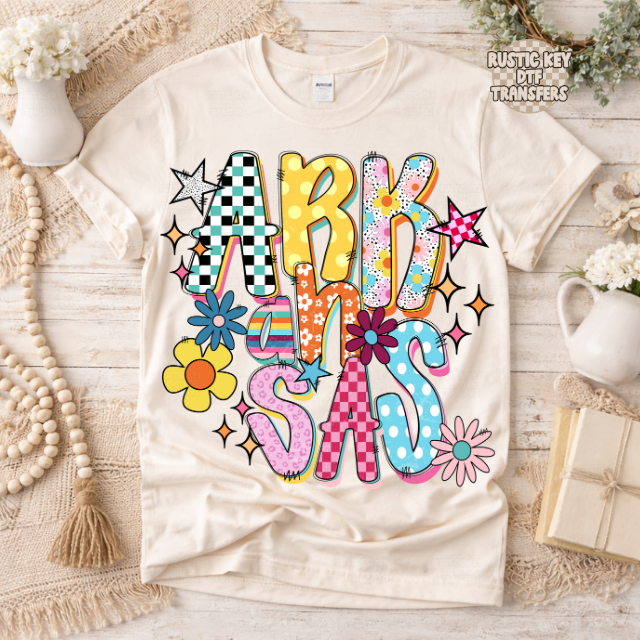 Arkansas Funky Fresh state DTF Transfer, Ready to Press