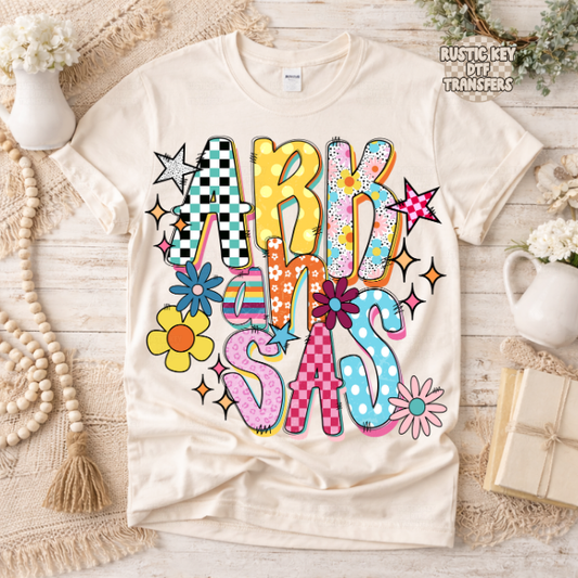 Arkansas Funky Fresh state DTF Transfer, Ready to Press