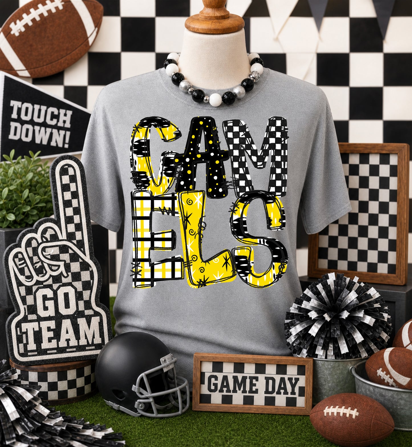 Game day yellow mascots DTF Transfer, Ready to Press Rustic Key Transfers