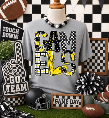 Game day yellow mascots DTF Transfer, Ready to Press Rustic Key Transfers