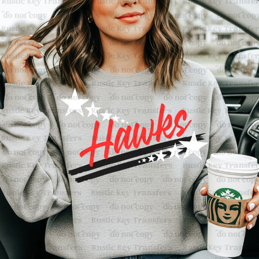 Hawks Spirit stars mascot DTF Transfer, Ready to Press